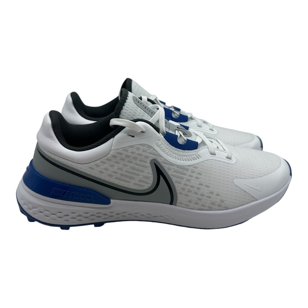 Nike Infinity Pro Golf Shoes Men's Size 9 White Blue DJ5593-104 Spikeless Turf